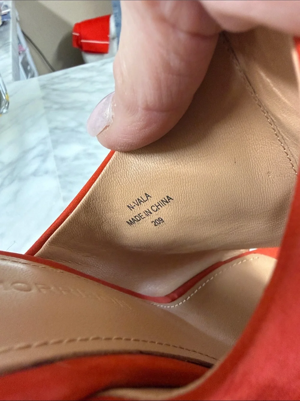 Sigerson Morrison Coral Red Suede Slip on Wedge NEW Size 7
